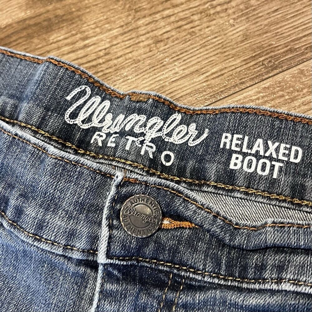 Wrangler Retro Jeans Mens 40x31.5 Relaxed Boot Western Cowboy Blue Denim Dark